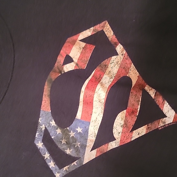 Mens Graphic Tee ss American Flag Superman Emblem Symbol Logo size XL 100 cotton - Picture 3 of 4